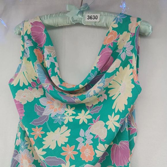 NWT See You Monday Dress Womens SZ M Cowl Neck Tied Halter Stretch Floral Print - Picture 2 of 16